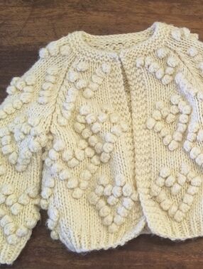 Cream Bobble-Knit Kid's Sweater - Chicwish